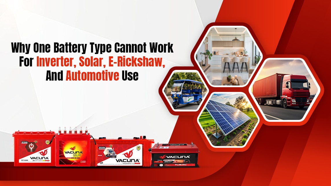 Why One Battery Type Cannot Work For Inverter, Solar, E-Rickshaw, And Automotive Use